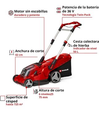 Cortacésped Rosarro de Einhell 42cm, 36V