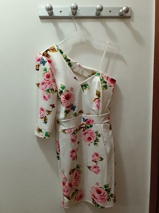 Vestido floral blanco y rosa