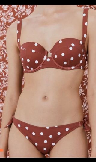 Bikini lunares marrón blanco - Talla L