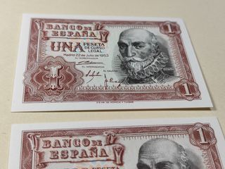 Pareja billetes 1 peseta 1953 Sin Circular 