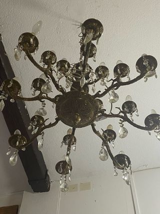 Lampara techo cristal dorada