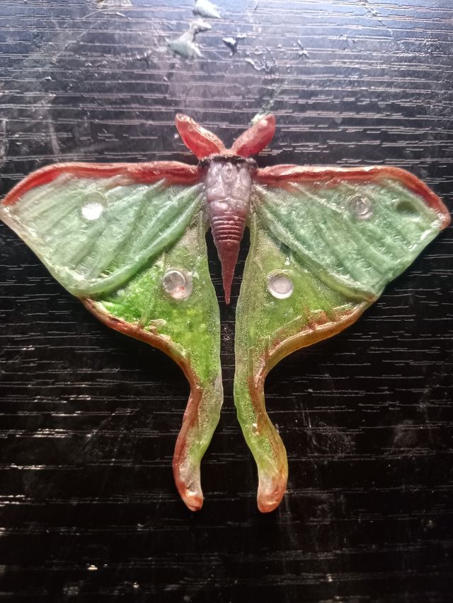 Broche polilla resina verde