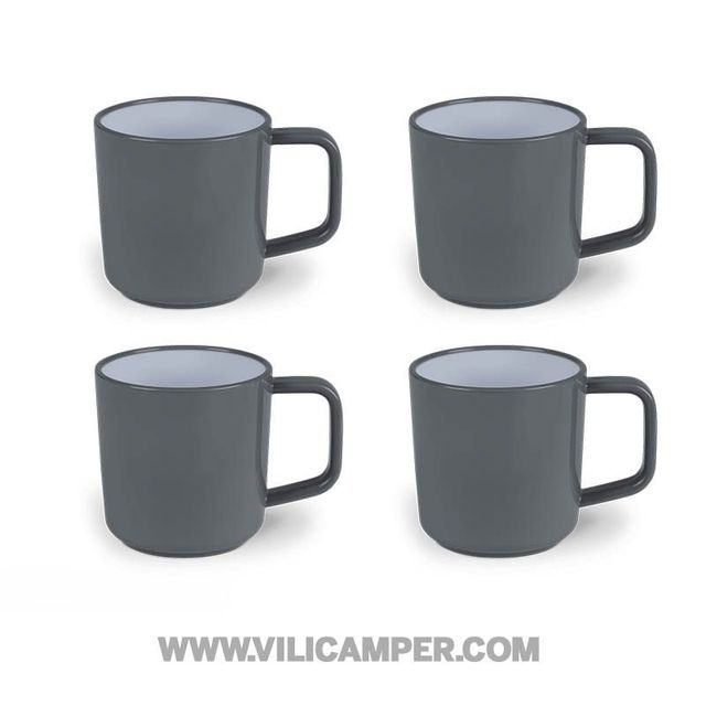 Tazas Kampa Charcoal gris 4 unidades