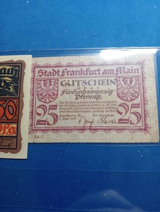 2 Banconote Germania 50 & 25 Pfennig