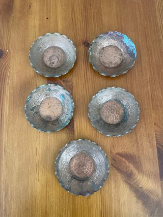 5 Piattini in Rame Antico