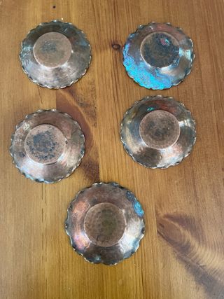 5 Piattini in Rame Antico