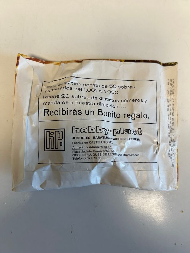 Sobres de juguetes  hobby-plast variados