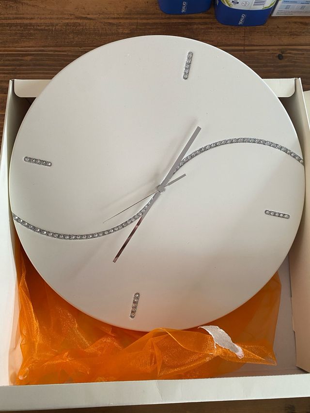 regalo di Natale Orologio da parete bianco strass