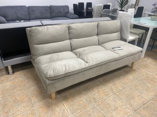 Sofá cama beige - Acolchado -Respaldos reclinables