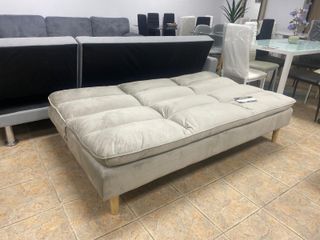 Sofá cama beige - Acolchado -Respaldos reclinables
