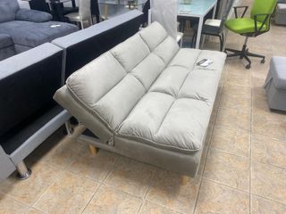 Sofá cama beige - Acolchado -Respaldos reclinables