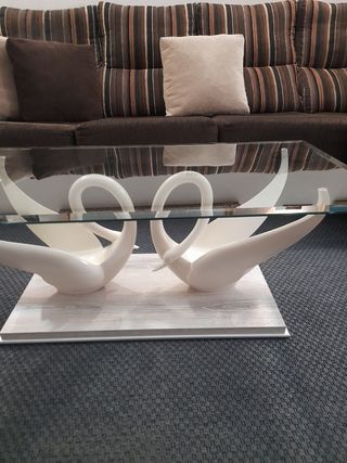 Mesa centro cristal cisnes - 120x60x43