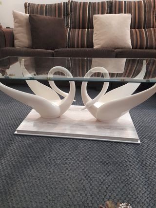 Mesa centro cristal cisnes - 120x60x43