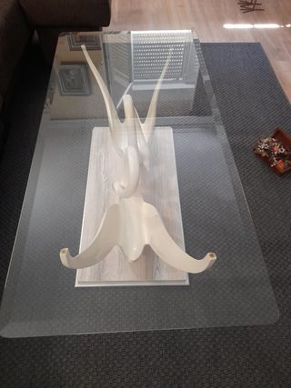 Mesa centro cristal cisnes - 120x60x43