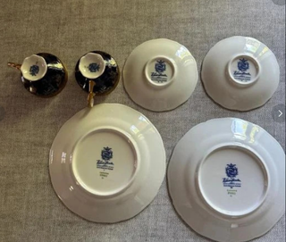 4 Tazzine Caffè con Piattini & Piatti Dessert