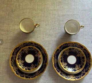 4 Tazzine Caffè con Piattini & Piatti Dessert