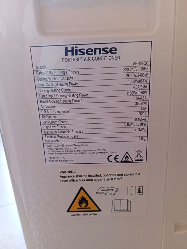Aire acondicionado portátil Hisense APH09QC