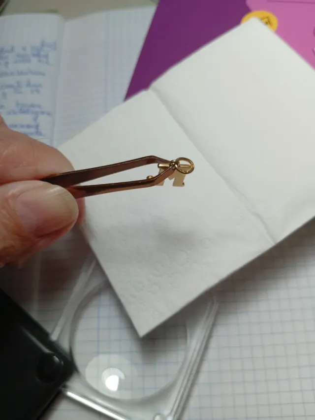 Colgante letra M oro circonita