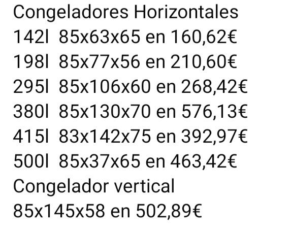 Congeladores Artica: ¡Oferta!