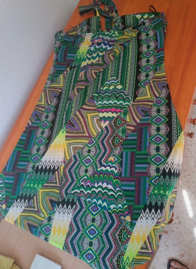 Vestido verde estampado - talla S