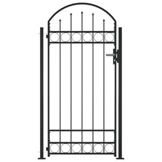 vidaXL Puerta de valla con arco y 2 postes negra