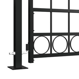vidaXL Puerta de valla con arco y 2 postes negra