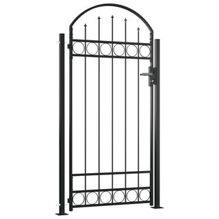 vidaXL Puerta de valla con arco y 2 postes negra