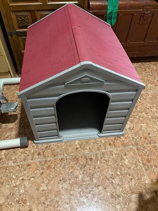 Casa perro mediano  gris y roja