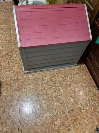 Casa perro mediano  gris y roja