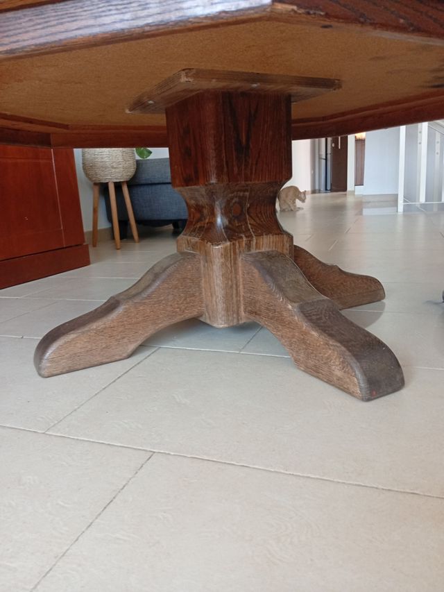 Mesa centro vintage madera cerámica