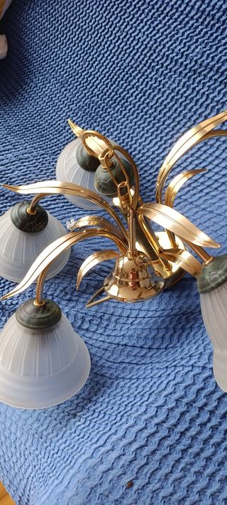 Lámpara techo dorada 5 luces