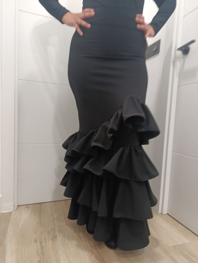 Falda Flamenca Negra - Talla XS a XXL