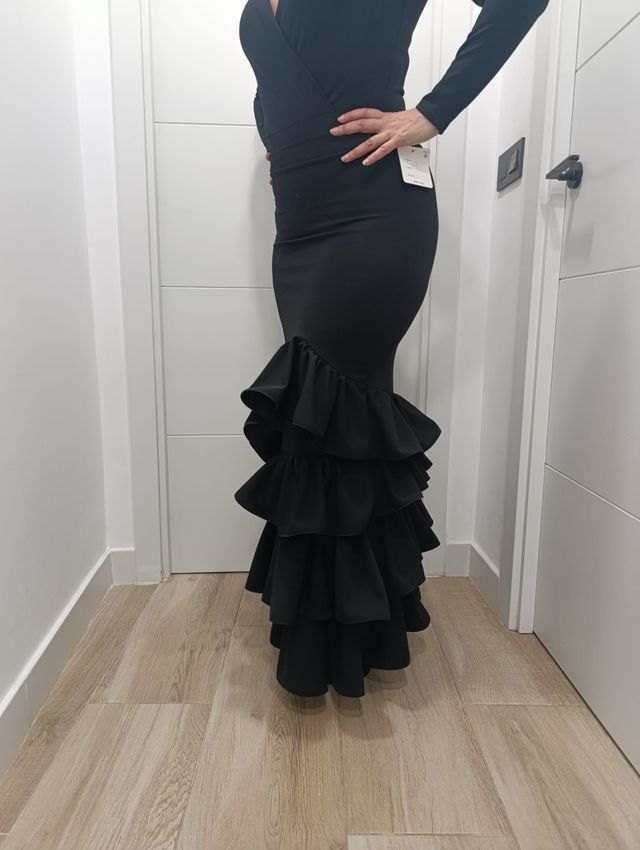 Falda Flamenca Negra - Talla XS a XXL