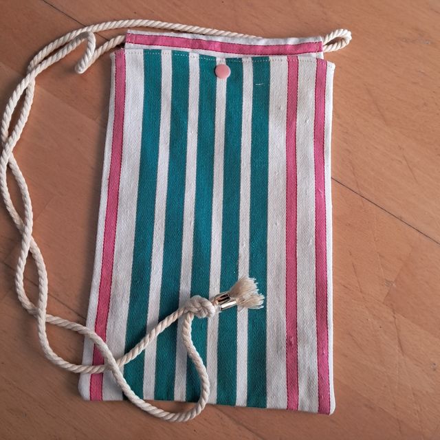 Bolso móvil rayas rosa-verde agua