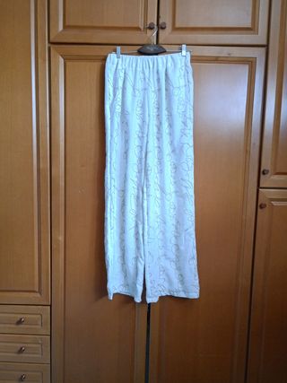 Pantaloni larghi beige/bianco