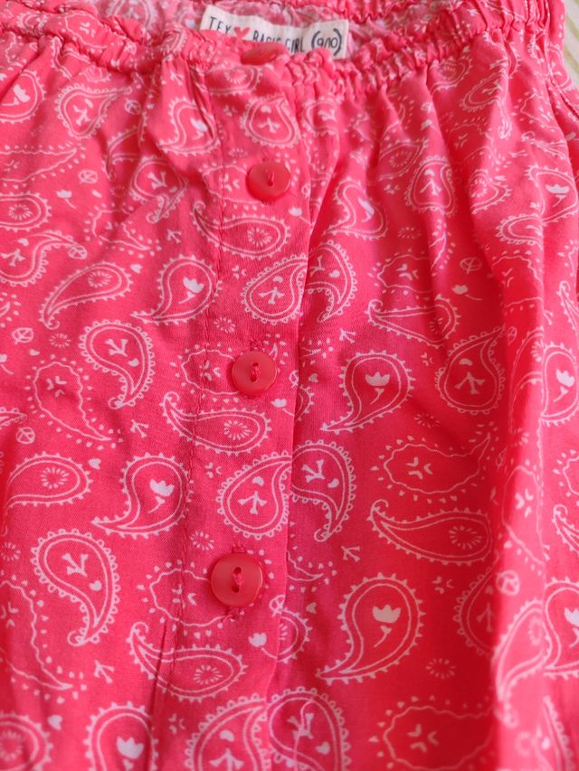 Mono niña verano rosa estampado paisley