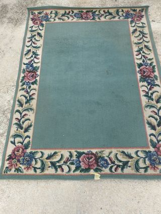 Alfombra vintage verde lana
