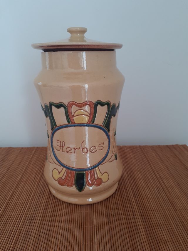 Bote Cerámica Hierbas Vintage 22x12cm