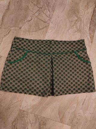 Falda verde estampada vintage
