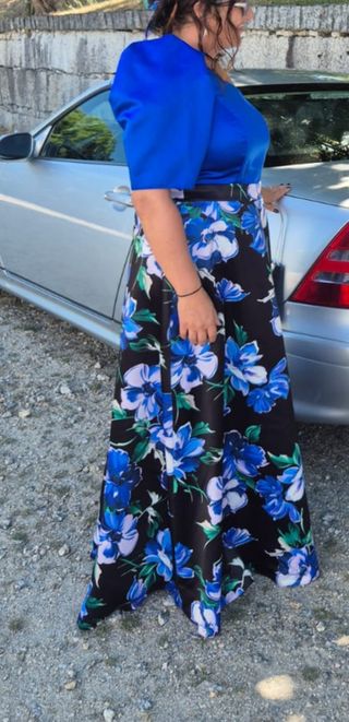 Vestido fiesta azul - floral