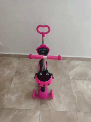 Patinete 3 ruedas 3 en 1 rosa