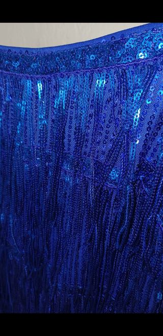 Vestido flecos azul L - Fiesta