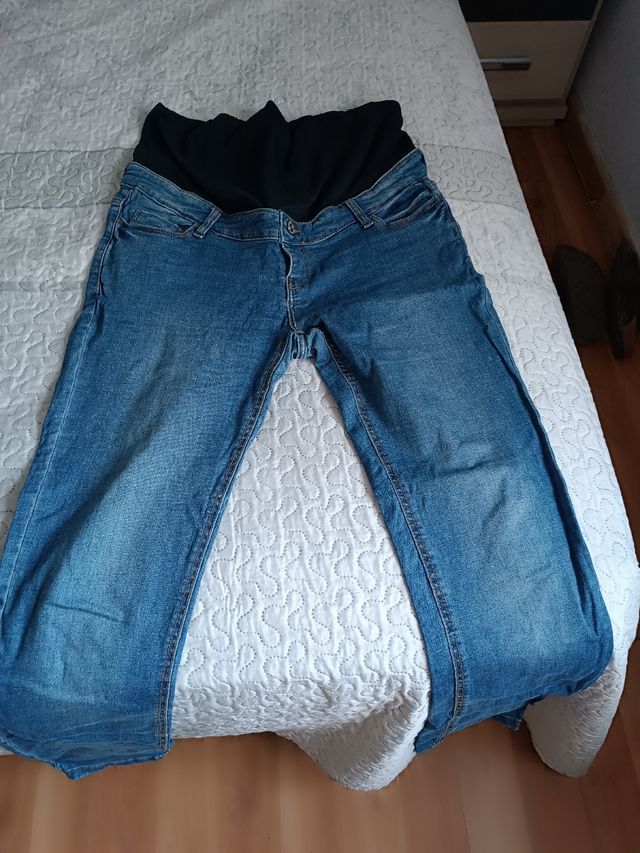 Jeans premamá tiro alto - azules