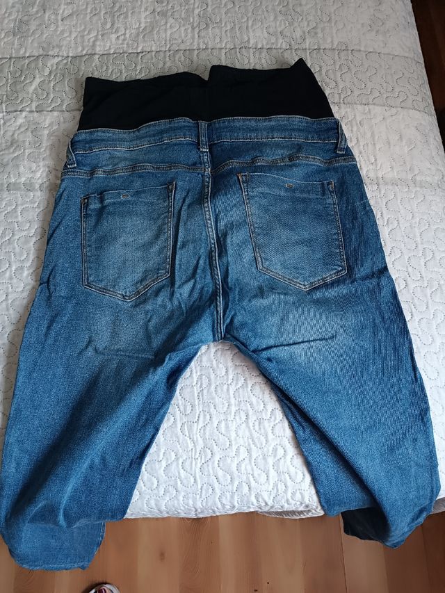Jeans premamá tiro alto - azules