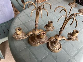 Candelabros bronce antiguo - 2uds