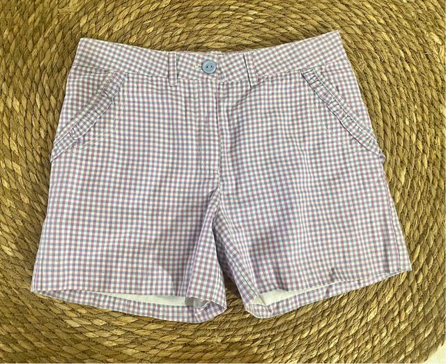 Shorts niña vichy rosa-azul