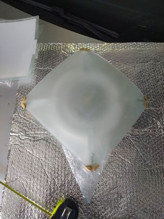 Plafón techo Cristal translúcido y aplique dorado 