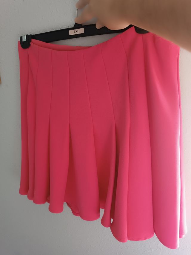Falda plisada rosa t44