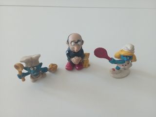 3 Figuras Pitufos: Chef, Gargamel y Pitufina