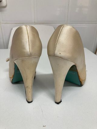 Zapatos tacón beige boda - talla 36